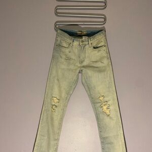 Uniqlo Green Boyfriend Jeans Distressed Look